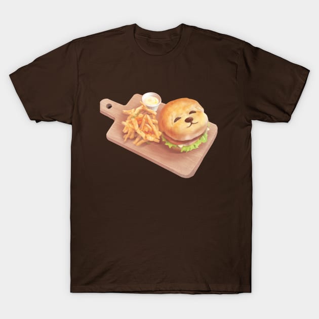 Smile Dog Burger and Fries T-Shirt by zkozkohi